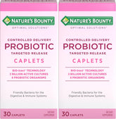 Nature's Bounty Probiotic, Controlled Delivery Dietary Supplement, Supports Digestive, Intestinal and Immune Health, 30 Caplets, 30 Total Servings (Pack of 2)