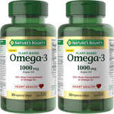 Nature's Bounty Omega 3, Plant-Based Omega 3 Fatty Acid Supplement, 520mg, Supports Whole Body Health Including Heart, Skin, Joint, 30 Vegetarian Softgels, Fish Oil Alternative (Pack of 2)