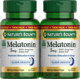 Nature's Bounty Melatonin 5mg, 100% Drug Free Sleep Aid, Dietary Supplement for Relaxation and Sleep Health - 4 Month Supply, 60 Rapid Release Softgels Twin Pack (120ct)