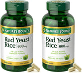 Nature's Bounty Red Yeast Rice, Herbal Supplement, 600mg, 250 Capsules (Pack of 2)