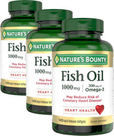 Nature's Bounty Fish Oil, Supports Heart Health, 1000mg, Rapid Release Softgels, 145 Ct (Pack of 3)