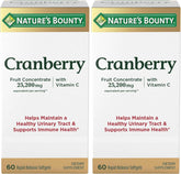 Nature's Bounty Cranberry Dietary Supplement, Supports Urinary Tract and Immune Health, Softgels, 25,200 Mg, 60 Ct (Pack of 2)