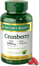 Nature's Bounty Cranberry Pills for Women Urinary Tract Health, Cranberry Supplements with Concentrate & Vitamin C, 250 Softgels (Pack of 1)