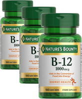 Nature's Bounty Vitamin B12, Vitamin Supplement, Supports Energy Metabolism and Nervous System Health, 1000mcg, 100 Tablets (Pack of 3)
