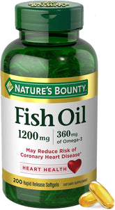 Nature's Bounty Fish Oil Omega 3 Supplements - Supports Heart Health, 1200 Mg Fish Oil, Omega-3, 200 Softgels (Pack of 1)