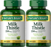 Nature's Bounty Milk Thistle Capsules, Traditionally Used for Liver Health, Herbal Supplement, 250 mg per Serving, 200 Count (Pack of 2)