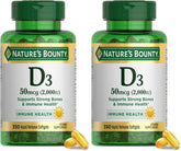 Nature's Bounty Vitamin D3 2000 IU|Supports Immune Health,Calcium Absorption & Bone Strength|Essential for Healthy Bones|Non-GMO,No-Gluten,350 Softgels,1 Serving Per Day for Daily Health,(Pack of 2)