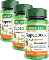 Nature's Bounty Superfoods Plus Immune for Immune Support Plus Fruits and Vegetables Supplement, Superfood, 30 Capsules (Pack of 3)