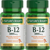Nature's Bounty Vitamin B12, Supports Energy Metabolism and Nervous System Health, 5000mcg, 40 Quick Dissolve Tablets (Pack of 2)