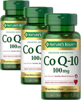 Nature's Bounty CoQ10, Helps Maintain Healthy Blood Pressure, 100 mg, Rapid Release Softgels, 75 Count (Pack of 3)