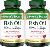 Nature's Bounty Fish Oil,Supports Heart Health,1000mg,Rapid Release Softgels,145 Ct,(Pack of 2)