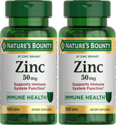 Nature’s Bounty Zinc 50mg,Immune System, Skin, & Antioxidant Health Support, Contributes to DNA Formation, Vegetarian, Non-GMO, Gluten Free, 100 Caplets, 1 Serving Per Day for Daily Health (Pack of 2)