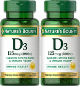 Nature's Bounty Vitamin D3 5000 IU Softgels, Rapid Release, Immune Support, Vitamin D Supplements, 150 Count (Pack of 2)