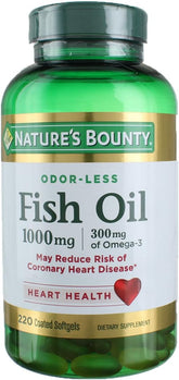 Nature's Bounty Fish Oil 1000 mg Omega-3, 220 Odorless Softgels (Pack of 3)