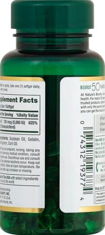 Nature's Bounty Vitamin D3 5000 IU Softgels, Rapid Release, Immune Support, Vitamin D Supplements, 150 Count (Pack of 2)