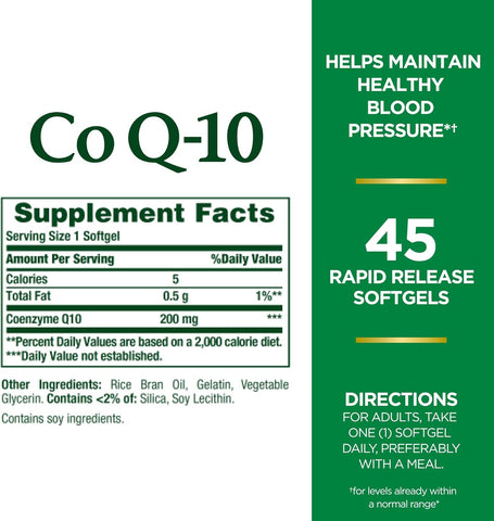 Nature's Bounty CoQ10, Heart Health and Healthy Aging, Dietary Supplement, 200mg, 45 Rapid Release Softgels (Pack of 3)