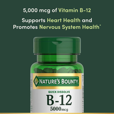 Nature's Bounty Vitamin B-12 5000 mcg, 40 Quick Dissolve Tablets (Pack of 3)