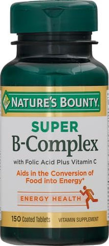Nature's Bounty Super B Complex Vitamins with Vitamin C & Folic Acid,Vitamins for Immune & Cellular Energy Support,150 Tablets,(Pack of 3)
