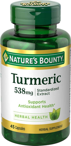 Nature's Bounty Turmeric Pills and Herbal Health Supplement, Supports, Antioxidant Health, 538mg, 45 Capsules