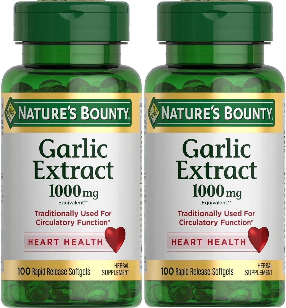 Nature's Bounty Garlic Extract 1000 mg Softgels 100 ea (Pack of 2)