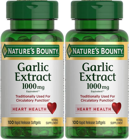 Nature's Bounty Garlic Extract 1000 mg Softgels 100 ea (Pack of 2)