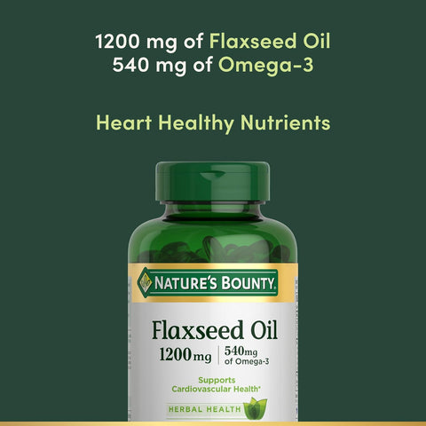 Nature's Bounty Flaxseed and Omega 3, Dietary Supplement, Supports Cardiovascular Health, 1200mg, Softgels, 125 ct
