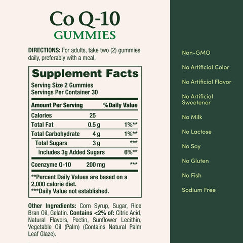 Nature's Bounty CoQ10 Gummies, Supports Heart Health, CoQ10 200mg, Peach Mango Flavor, 60 Count