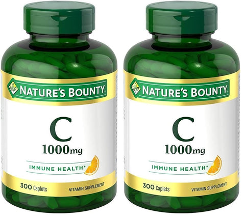 Nature's Bounty Vitamin C 1000mg, Supports Immune and Antioxidant Health, Vitamin C Supplement, 1 Per Day, 300 Vegetarian Caplets (Pack of 2)