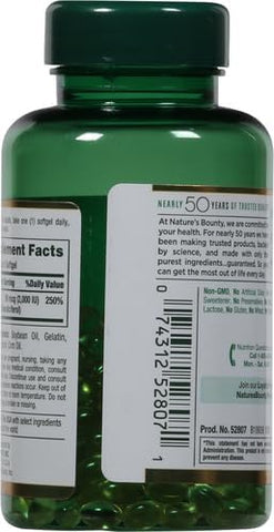 Nature's Bounty Vitamin D3 2000 IU|Supports Immune Health,Calcium Absorption & Bone Strength|Essential for Healthy Bones|Non-GMO,No-Gluten,350 Softgels,1 Serving Per Day for Daily Health,(Pack of 2)