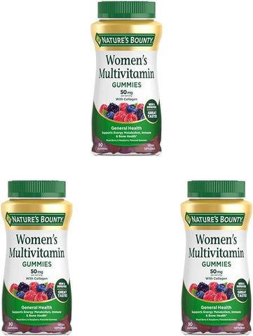 Nature's Bounty Women Multivitamin Gummies, Vitamin Supplements for Adults, General Health, Supports Immune and Bone Health, Mixed Berry and Raspberry Flavored, 90 Gummies (Pack of 3)