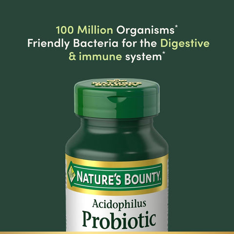 Nature's Bounty Probiotics Dietary Supplement, Supports Digestive and Intestinal Health, Probiotic Acidophilus, 120 Tablets, Pack of 4