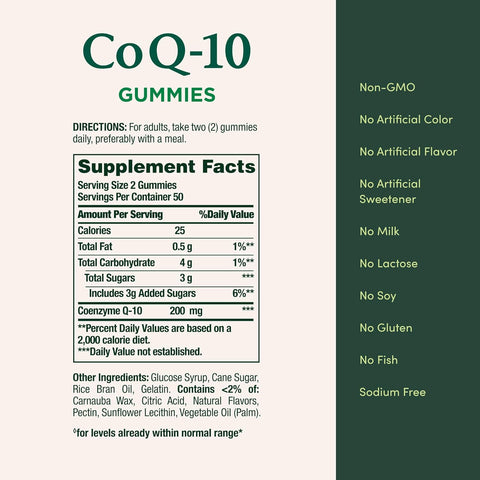 Nature’s Bounty CoQ10 Gummies, Supports Heart Health, CoQ10 200mg, Peach Mango Flavor, 100 Coun