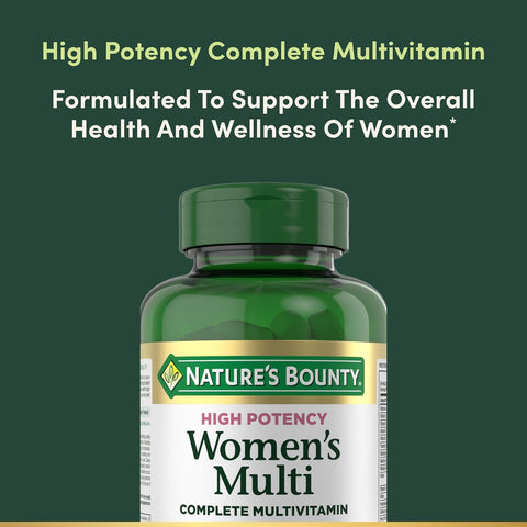 Nature’s Bounty High Potency Women’s Complete Multivitamin, Daily Vitamin with Vitamin C, Supports Heart Health & Immune Function, Essential Nutrition for Women, 120 Caplets