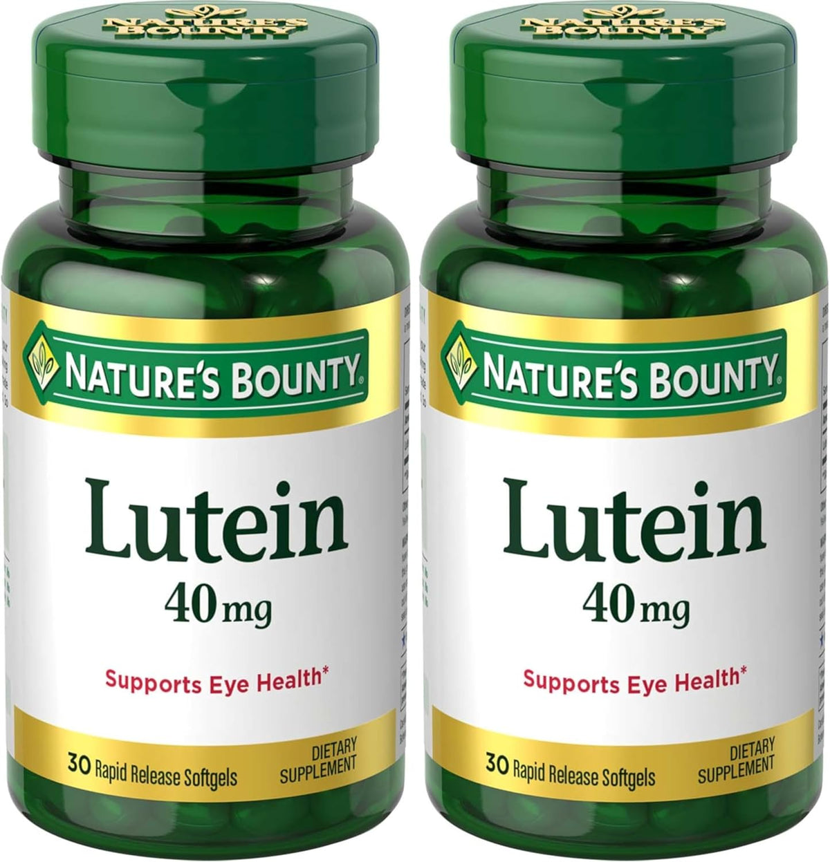 Nature's Bounty Lutein Pills, Eye Health Supplements and Vitamins, Support Vision Health, 40 mg, 30 Softgels (Pack of 2)