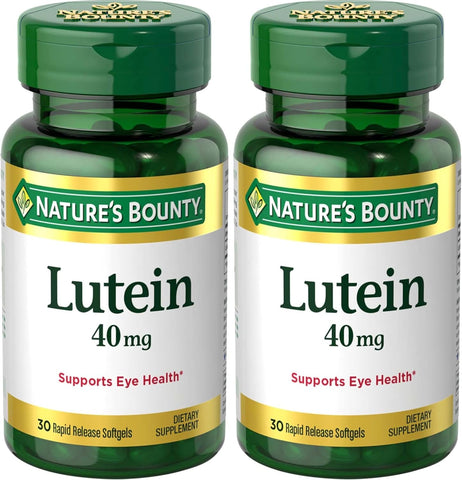 Nature's Bounty Lutein Pills, Eye Health Supplements and Vitamins, Support Vision Health, 40 mg, 30 Softgels (Pack of 2)