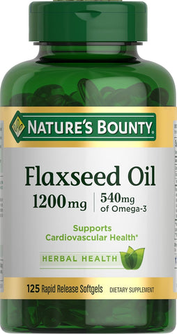 Nature's Bounty Flaxseed and Omega 3, Dietary Supplement, Supports Cardiovascular Health, 1200mg, Softgels, 125 ct