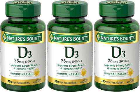 Nature's Bounty Bounty D-1000 IU Dietary Supplement Rapid Release Liquid Softgels 350 ea (Pack of 3)