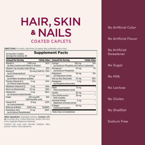 Nature's Bounty Hair, Skin and Nails Formula, 60-Count