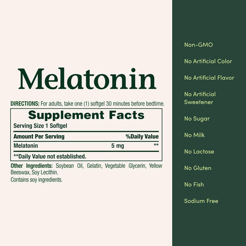Nature's Bounty Melatonin 5mg, 100% Drug Free Sleep Aid, Dietary Supplement for Relaxation and Sleep Health - 4 Month Supply, 60 Rapid Release Softgels Twin Pack (120ct)