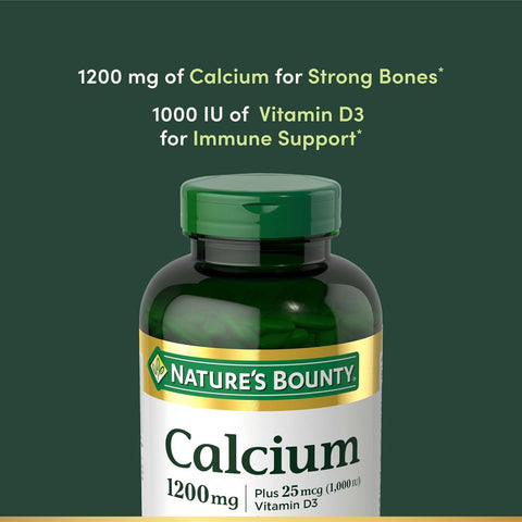 Nature’s Bounty Calcium 1200 mg with Vitamin D3, Bone Health & Immune Support, Vitamin D3 1000 IU, 220 Softgels