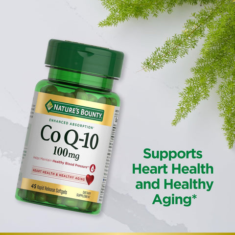 Nature's Bounty CoQ10 100mg for Heart Health Support, Non-GMO Q-Sorb Coenzyme Q-10 Antioxidant Support and Cardiovascular Wellness, Dietary Supplement, Rapid Release Softgels, 45 ct (Pack of 2)