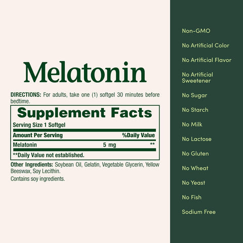 Nature's Bounty Super Strength Melatonin 5 mg Softgels 90 ea (Pack of 4)