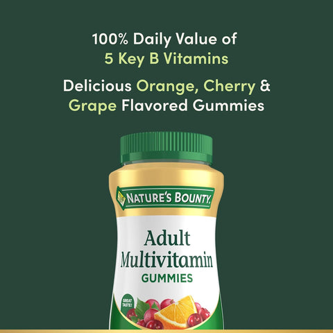 Nature's Bounty Adult Multivitamin Gummies, Vitamin Supplement, Daily Nutritional Needs, Orange, Cherry and Grape Flavor, 75 Gummies