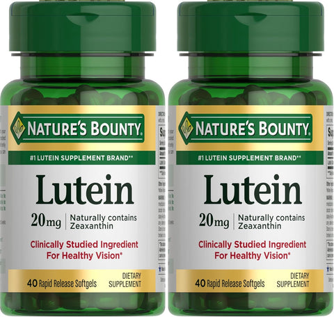 Nature's Bounty Lutein Pills, Eye Health Supplements and Vitamins, Support Vision Health, 20 mg, 40 Softgels (Pack of 2)