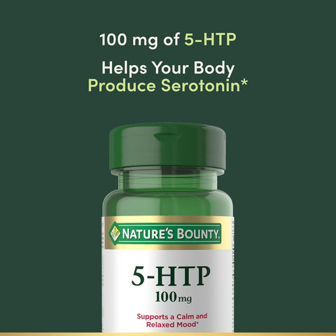 Nature's Bounty 5-HTP Pills and Dietary Supplement, Supports a Calm and Relaxed Mood, 100mg, 60 Capsules