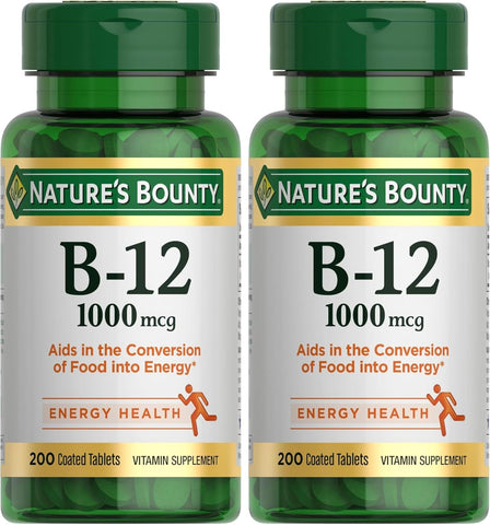 Nature's Bounty Vitamin B12 1000 mcg Supplements,Supports Energy Metabolism,200 Ct,(Pack of 2)