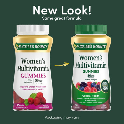 Nature's Bounty Women Multivitamin Gummies, Vitamin Supplements for Adults, General Health, Supports Immune and Bone Health, Mixed Berry and Raspberry Flavored, 90 Gummies (Pack of 3)