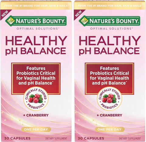 Nature's Bounty Probiotics for Women, Vaginal Probiotics for Healthy pH Balance, 2 Billion CFU, Clinically Studied Strains, Optimal Solutions pH Balance Pills, 30 Vegetarian Capsules (Pack of 2)
