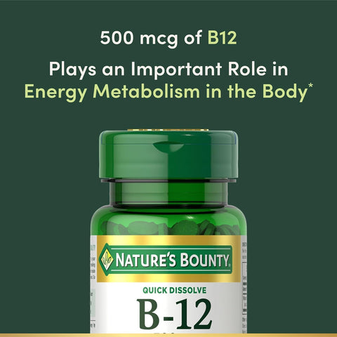 Nature's Bounty Vitamin B-12 500 mcg, 100 ea(Pack of 3)