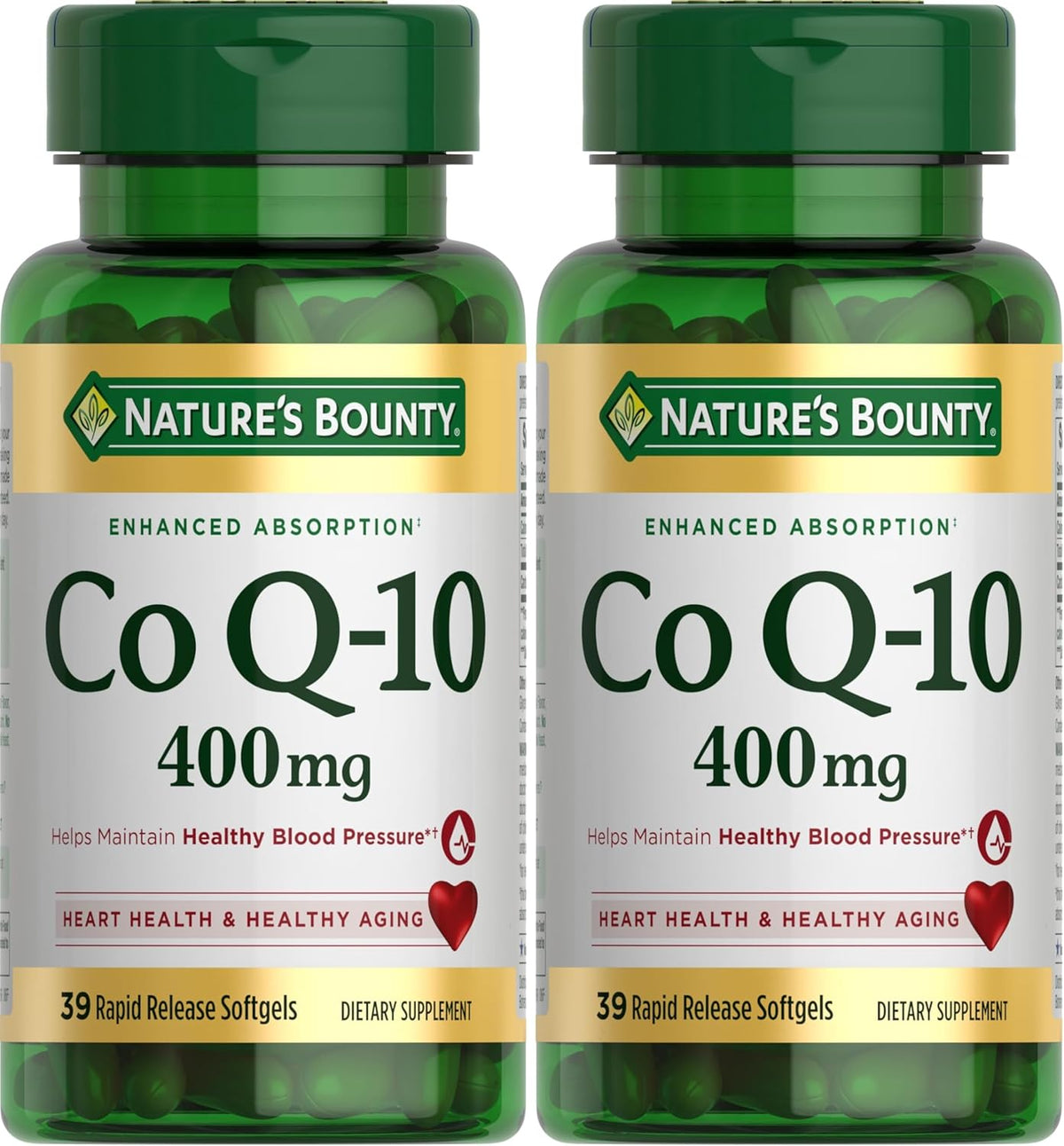 Nature's Bounty Co Q-10 400mg, 39 Rapid Release Softgels (Pack of 2)